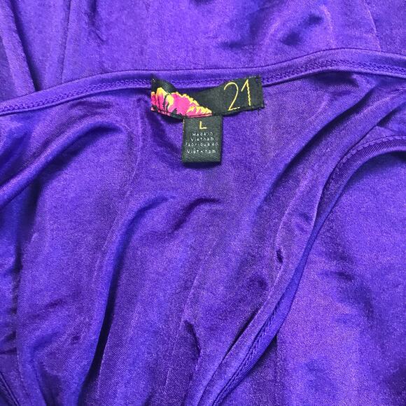 Forever 21 Satin Top Silky Purple Banded Hem Womens Size Large 90s Y2K NWT - Picture 4 of 8